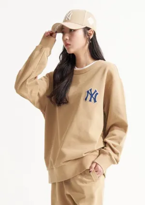 MLB New Era New York Yankees Back Big Logo Sweatshirts White Line (Khaki)