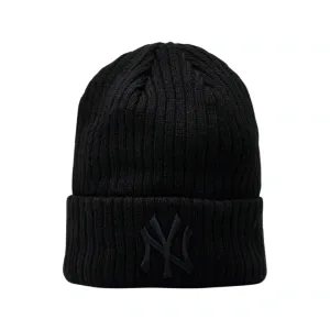 New Era Knit Thin New York Yankees Black Black Beanie