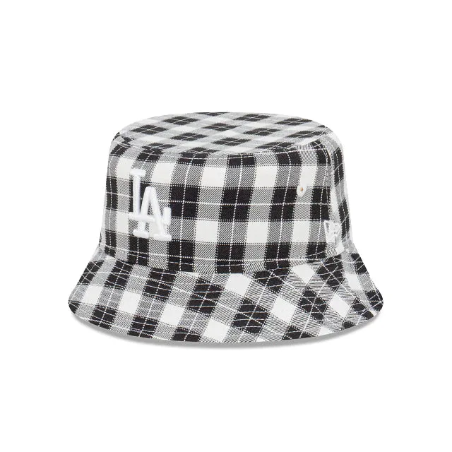 New Era LA Dodgers Plaid Black White Bucket Hat