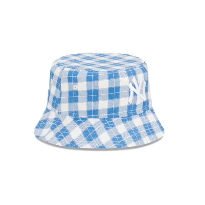 New Era New York Yankees Plaid Blue White Bucket Hat