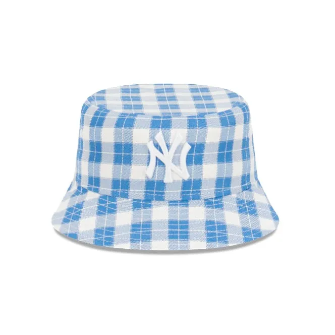 New Era New York Yankees Plaid Blue White Bucket Hat